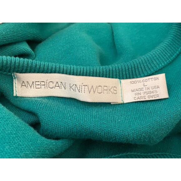 NWT Vtg American Knitworks 100% Cotton 4pc Lot Dress Skirt Cardigan Top Green Lg - Picture 14 of 16